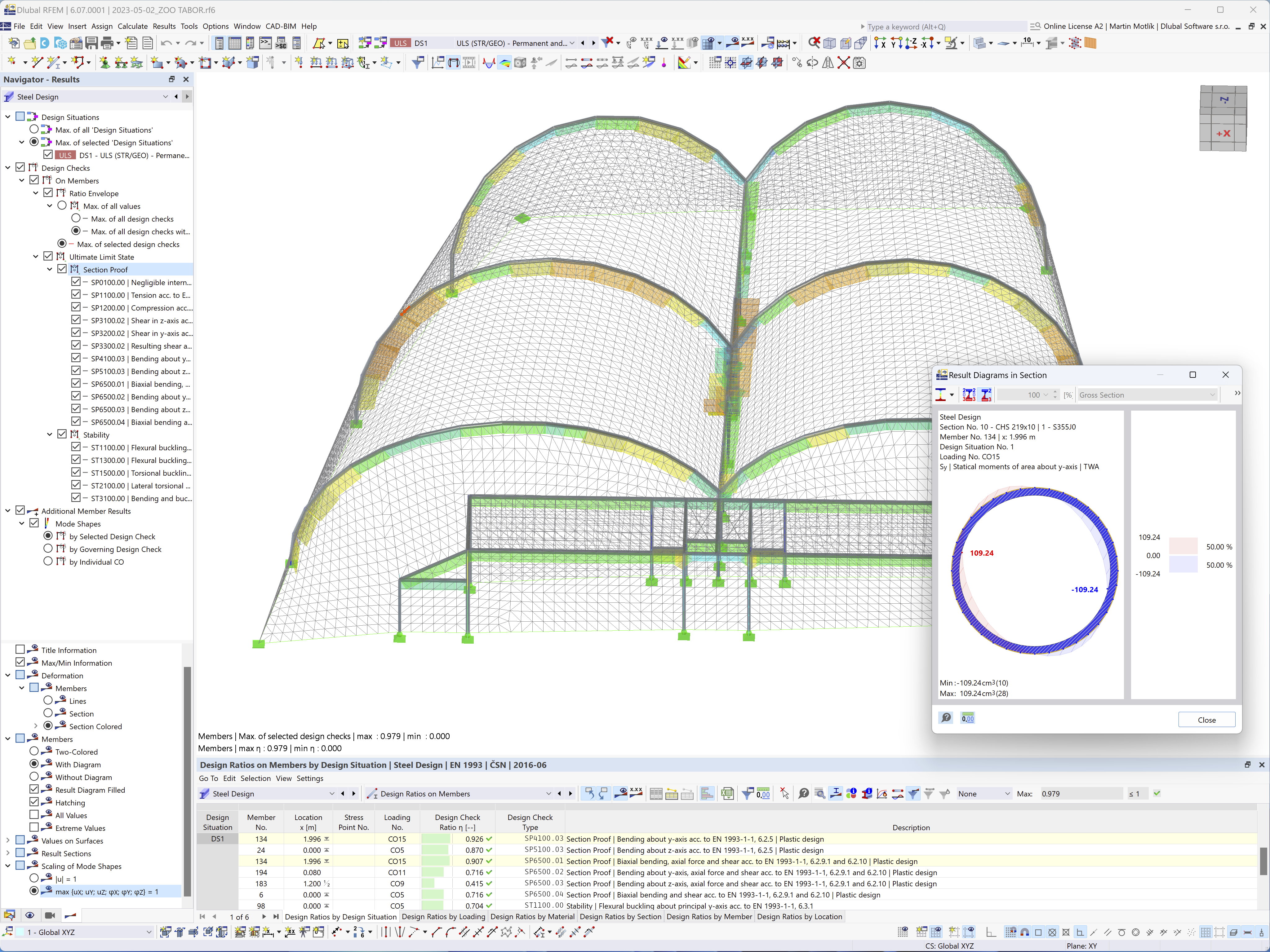 Posouzení ocelové konstrukce pavilonu CITES v RFEM 6 s aktivovaným add-onem Steel Design | © Carl Stahl & spol. s r.o.